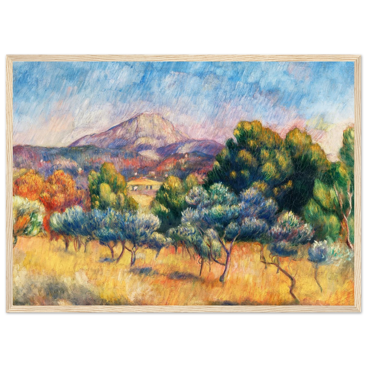 Tableau Paysage aux oliviers, environs de Cagnes — Pierre-Auguste Renoir, tirage cadre bois | INKONAL