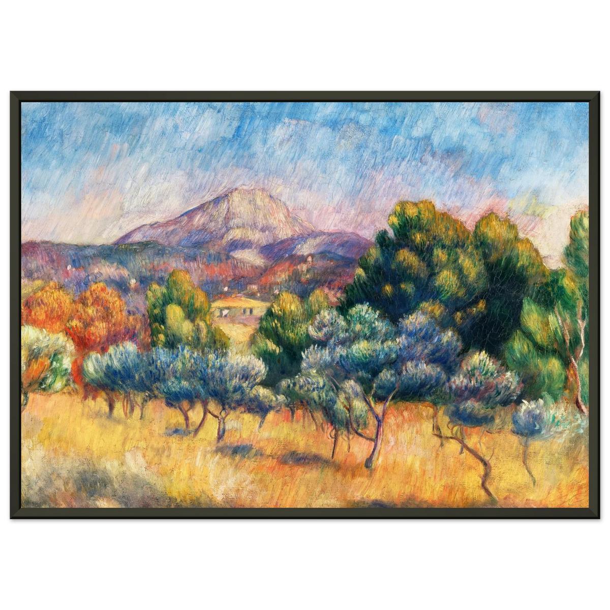 Tableau Paysage aux oliviers, environs de Cagnes — Pierre-Auguste Renoir, tirage cadre noir | INKONAL