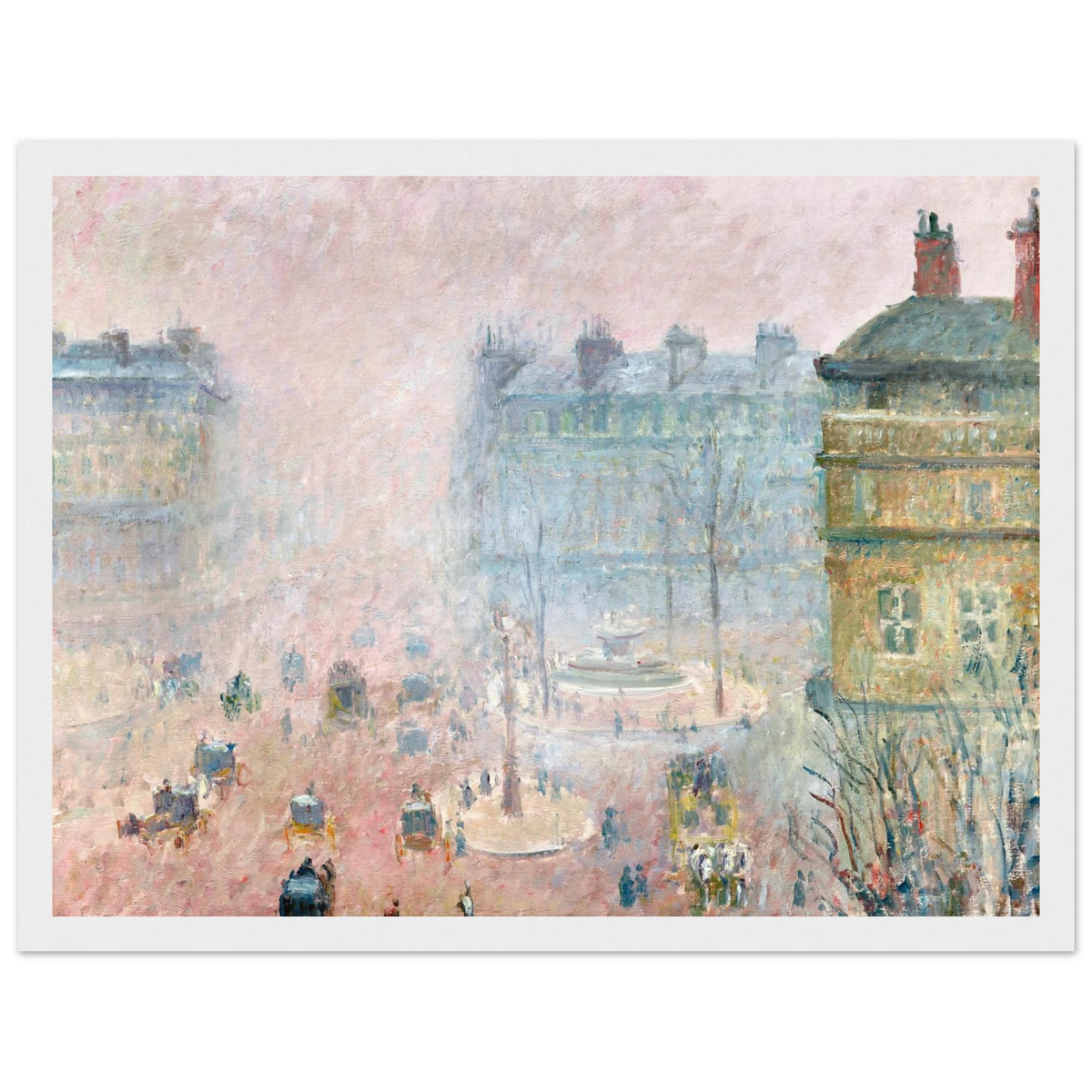 Tableau Place du Théâtre-Français, effet de brouillard — Camille Pissarro, tirage cadre blanc | INKONAL