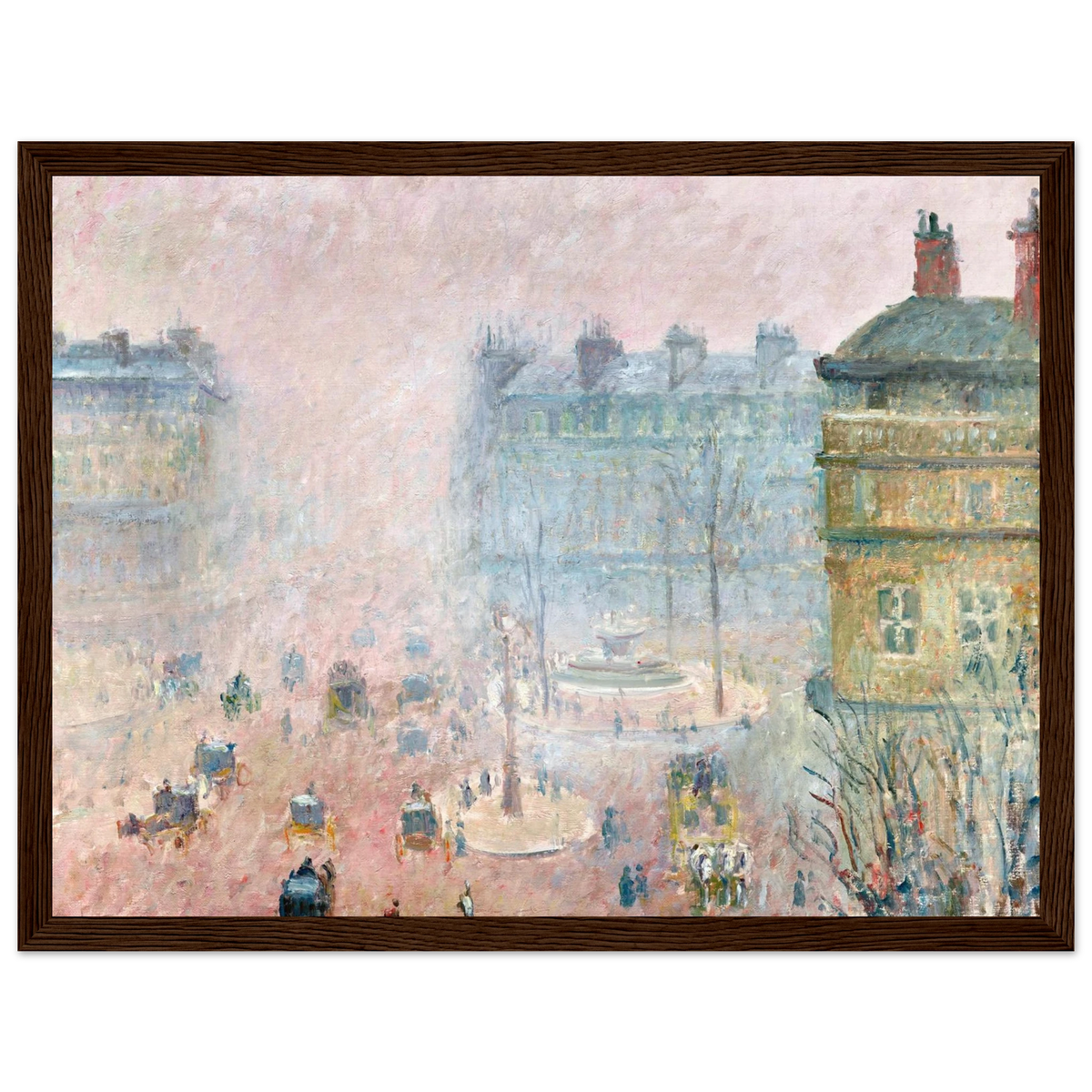 Tableau Place du Théâtre-Français, effet de brouillard — Camille Pissarro, tirage cadre bois foncé | INKONAL