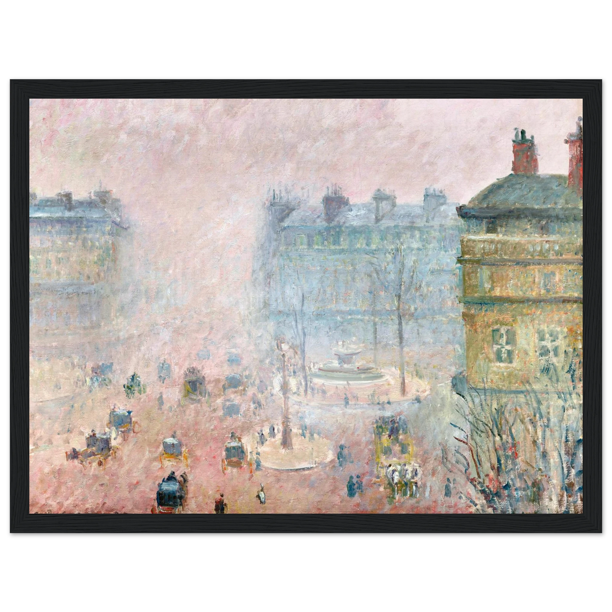 Tableau Place du Théâtre-Français, effet de brouillard — Camille Pissarro, tirage cadre noir | INKONAL