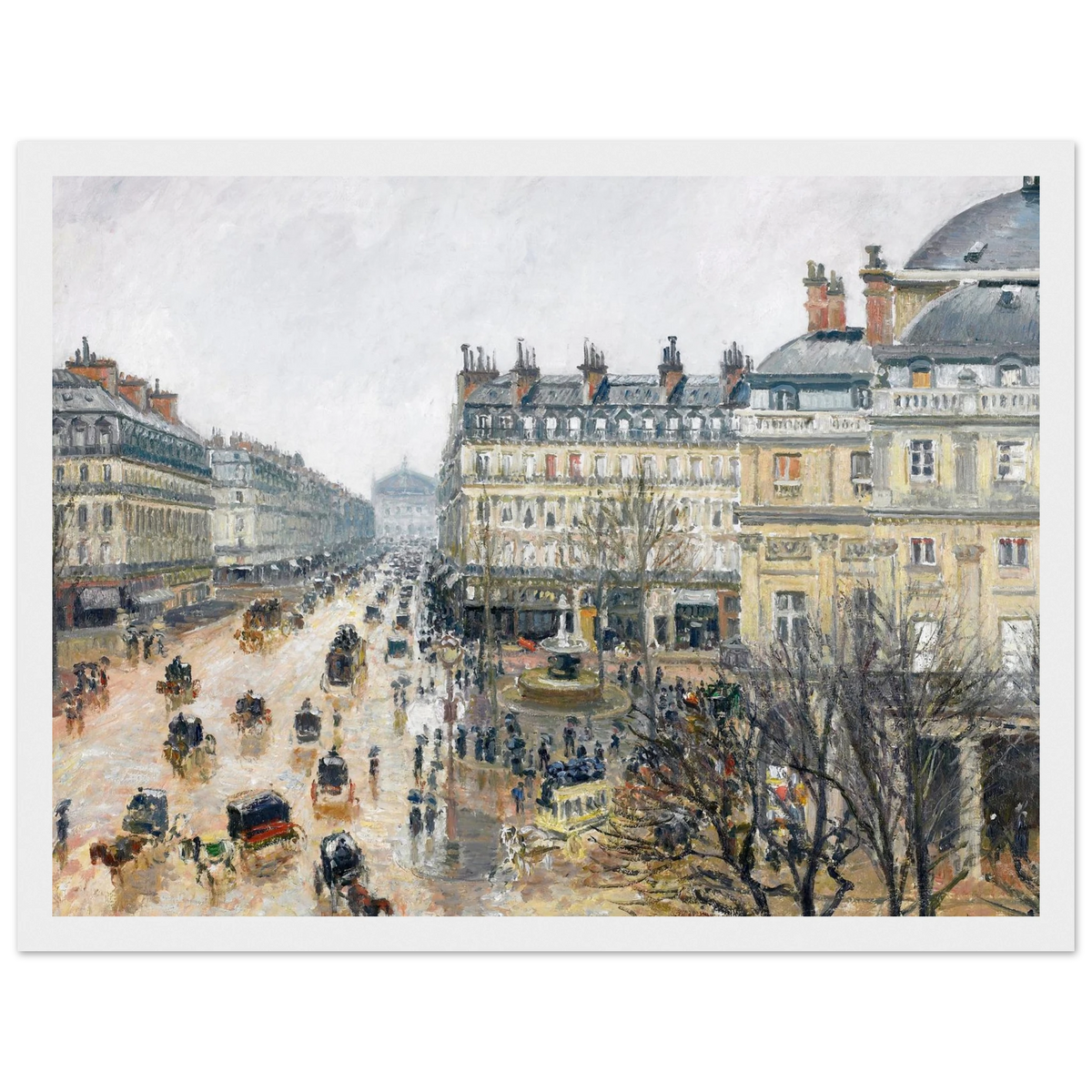 Tableau Place du Théâtre-Français, pluie — Camille Pissarro, tirage cadre blanc | INKONAL