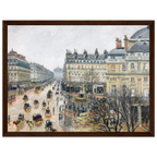 Tableau Place du Théâtre-Français, pluie — Camille Pissarro, tirage cadre bois foncé | INKONAL