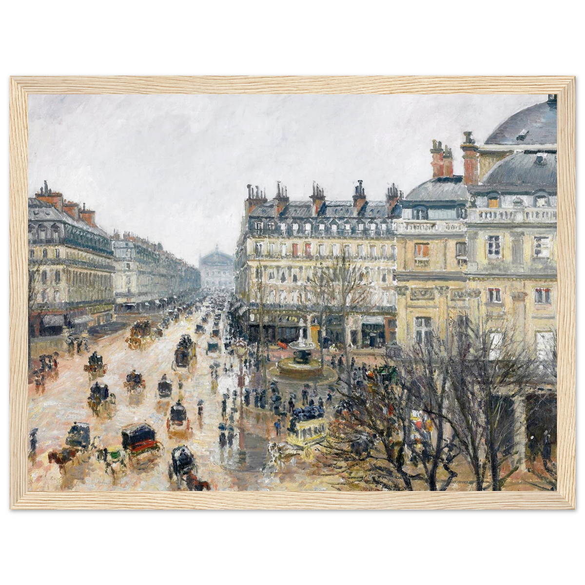 Tableau Place du Théâtre-Français, pluie — Camille Pissarro, tirage cadre bois | INKONAL