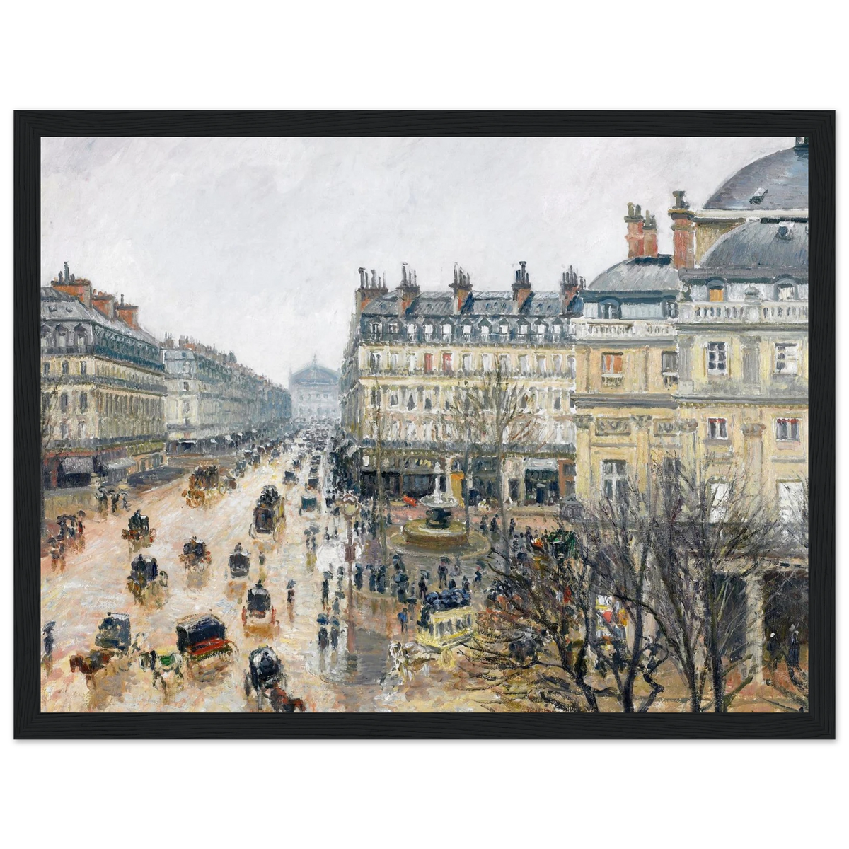 Tableau Place du Théâtre-Français, pluie — Camille Pissarro, tirage cadre noir | INKONAL