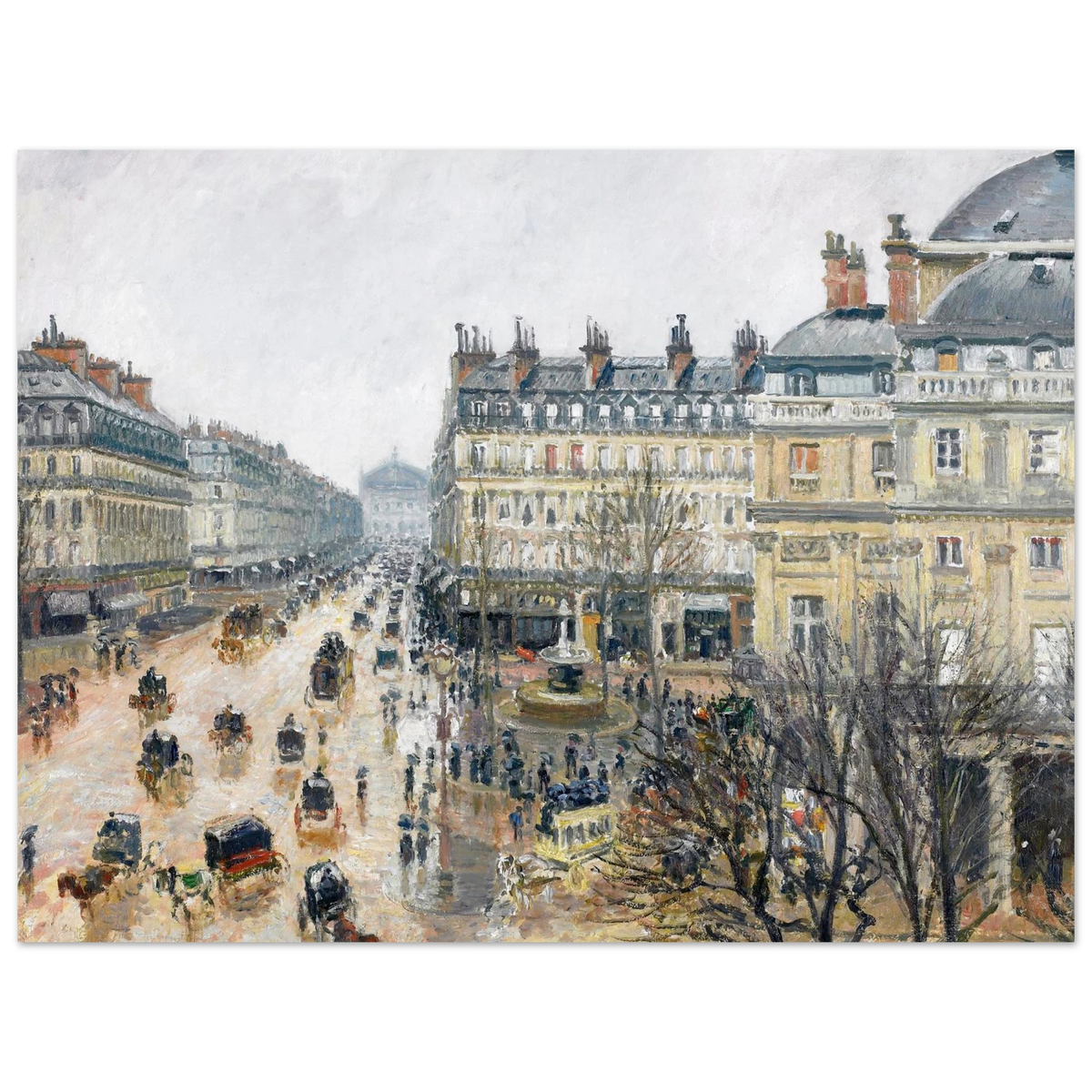 Tableau Place du Théâtre-Français, pluie — Camille Pissarro, tirage sans cadre | INKONAL