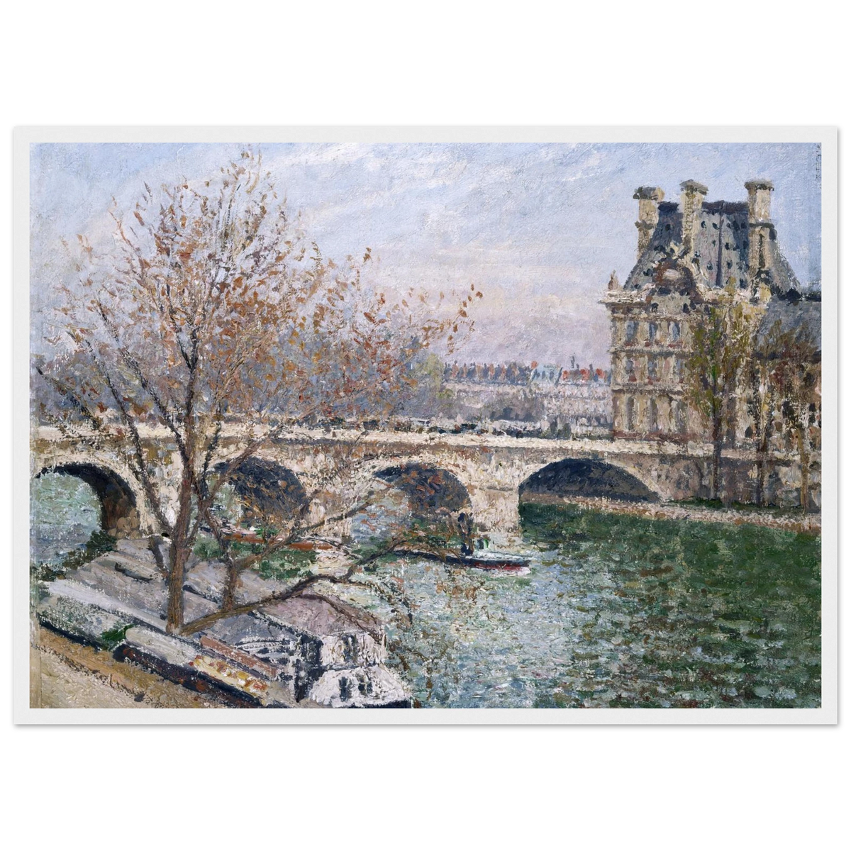 Tableau Pont Royal et pavillon de Flore — Camille Pissarro, tirage cadre blanc | INKONAL