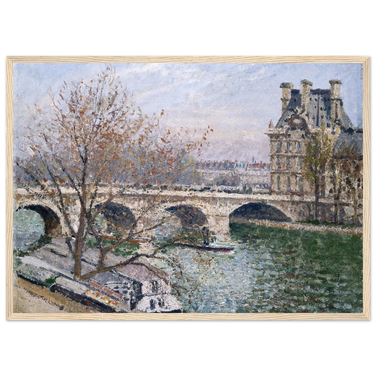 Tableau Pont Royal et pavillon de Flore — Camille Pissarro, tirage cadre bois | INKONAL