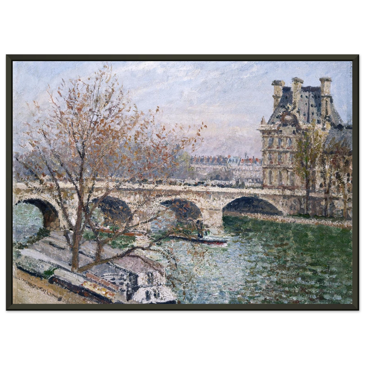 Tableau Pont Royal et pavillon de Flore — Camille Pissarro, tirage cadre noir | INKONAL