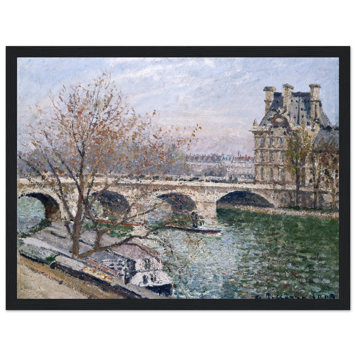 Tableau Pont Royal et pavillon de Flore — Camille Pissarro, tirage cadre noir | INKONAL