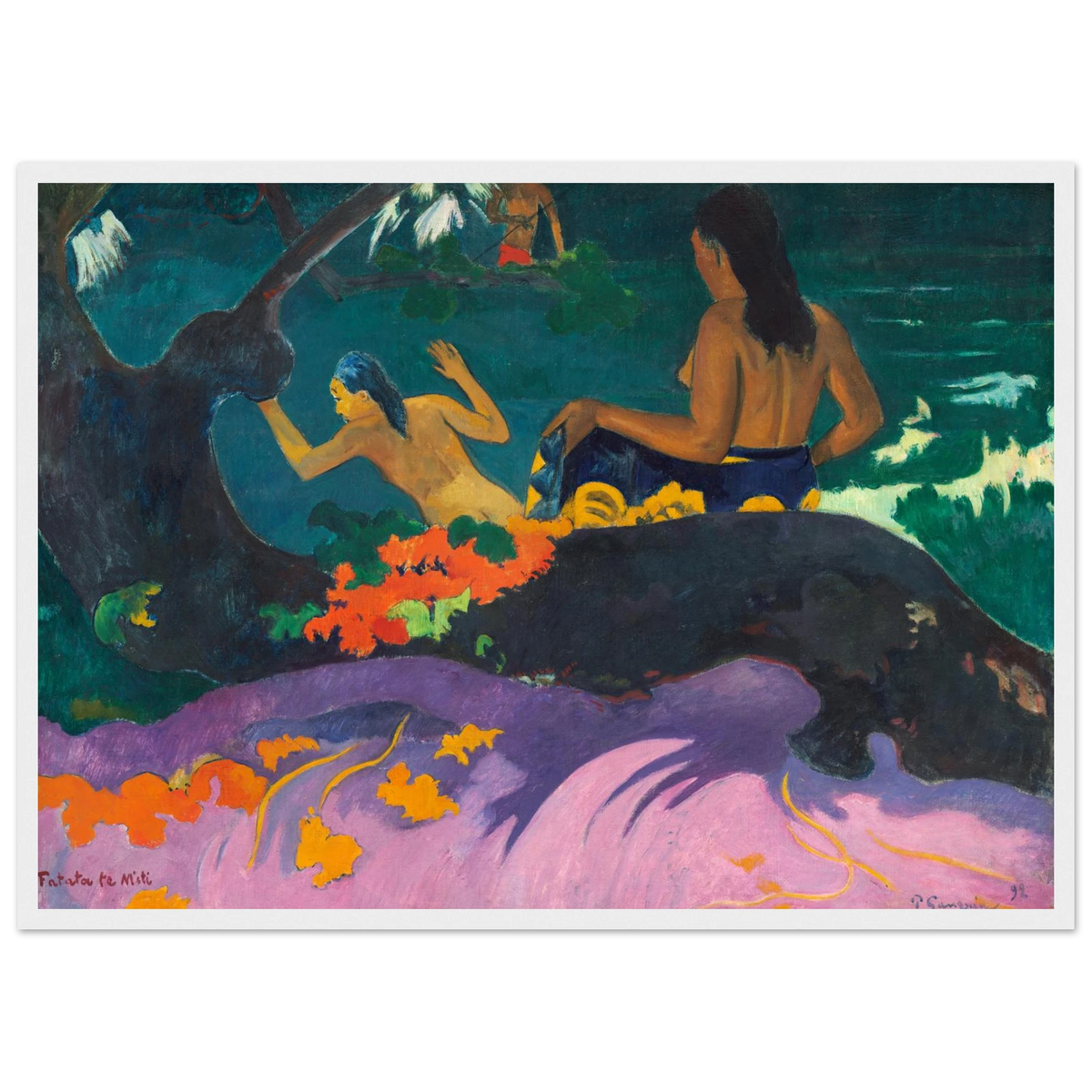 Tableau Près de la mer — Paul Gauguin, tirage cadre blanc | INKONAL