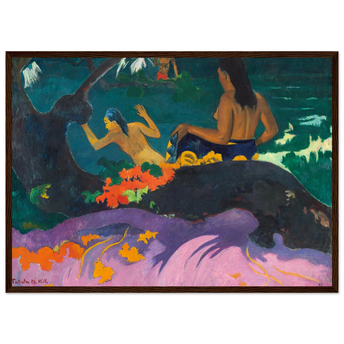 Tableau Près de la mer — Paul Gauguin, tirage cadre bois foncé | INKONAL
