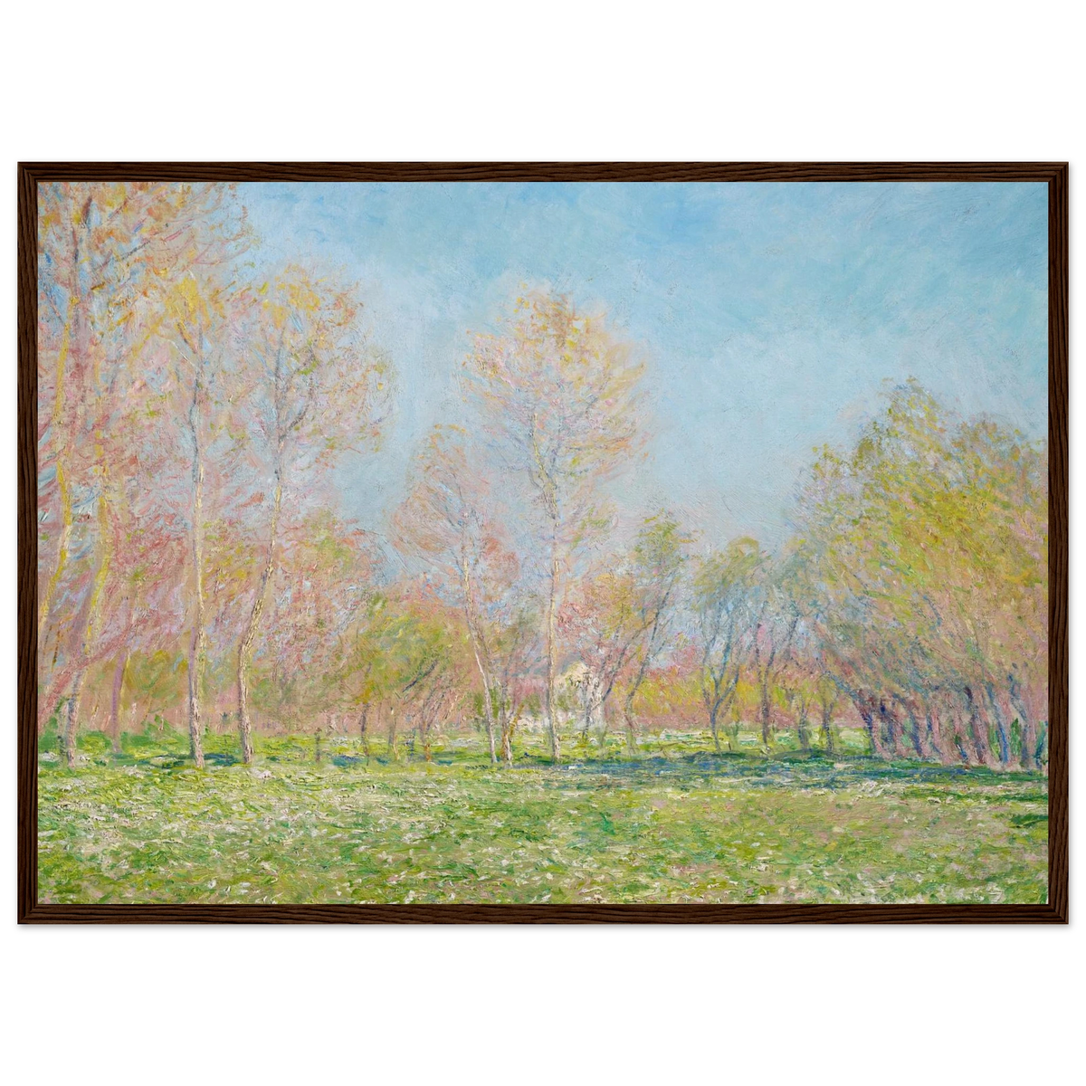 Tableau Printemps à Giverny — Claude Monet, tirage cadre bois foncé | INKONAL