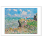 Tableau La Promenade sur la falaise, Pourville — Claude Monet, tirage cadre blanc | INKONAL