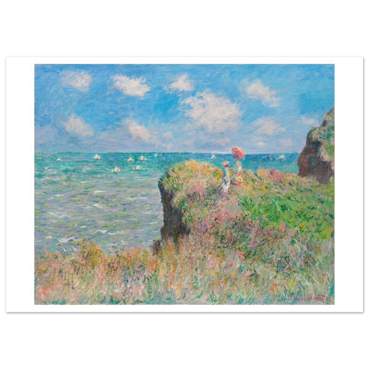 Tableau La Promenade sur la falaise, Pourville — Claude Monet, tirage sans cadre | INKONAL