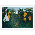 Tableau Le Repas du lion — Henri Rousseau, tirage encadré cadre blanc | INKONAL