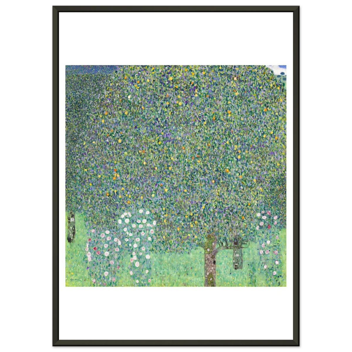 Tableau Rosiers sous les arbres — Gustav Klimt, tirage cadre noir | INKONAL