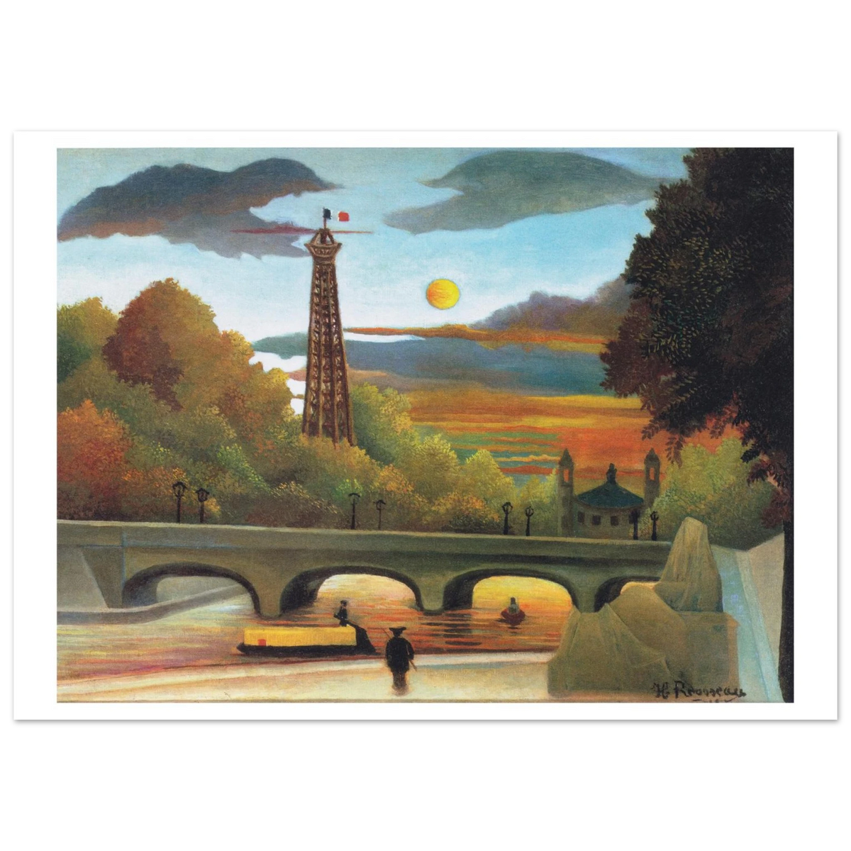 Tableau La Seine et la tour Eiffel au soleil couchant — Henri Rousseau, tirage sans cadre | INKONAL