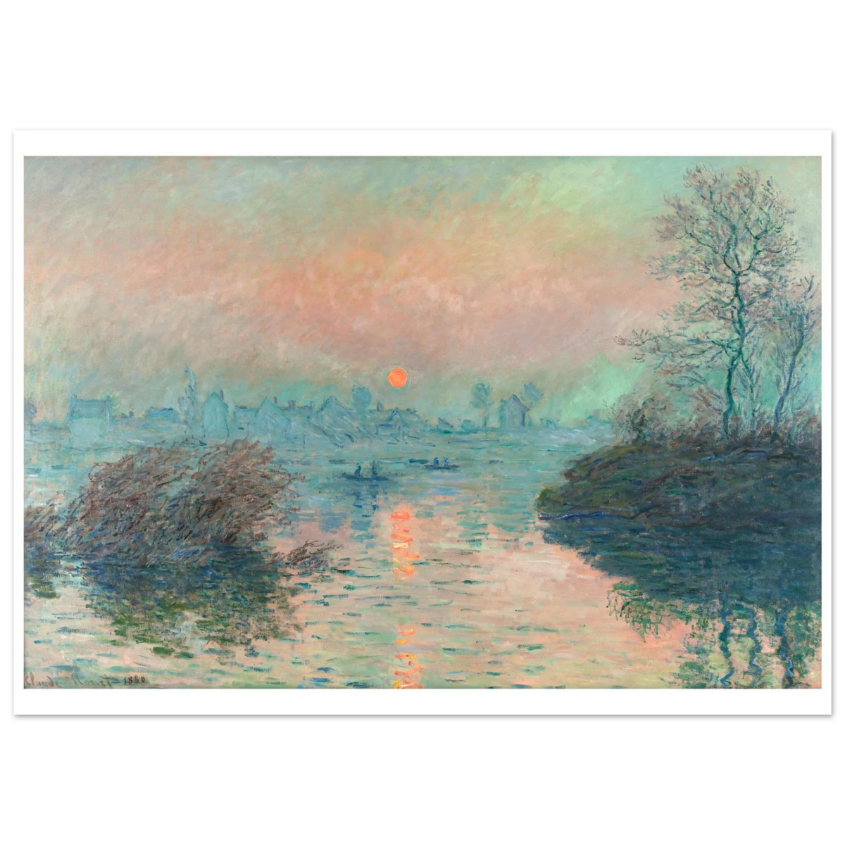 Tableau Soleil couchant sur la Seine à Lavacourt — Claude Monet, tirage sans cadre | INKONAL