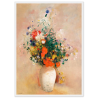 Tableau Vase de fleurs sur fond rose — Odilon Redon, tirage encadré cadre blanc | INKONAL