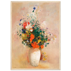 Tableau Vase de fleurs sur fond rose — Odilon Redon, tirage encadré cadre bois | INKONAL