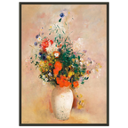 Tableau Vase de fleurs sur fond rose — Odilon Redon, tirage encadré cadre noir | INKONAL