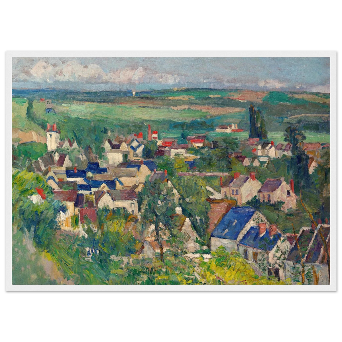 Tableau Vue panoramique d'Auvers-sur-Oise — Paul Cézanne, tirage cadre blanc | INKONAL