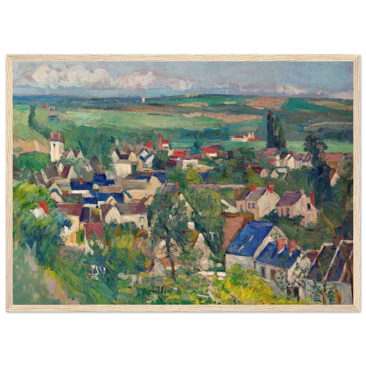 Tableau Vue panoramique d'Auvers-sur-Oise — Paul Cézanne, tirage cadre bois | INKONAL