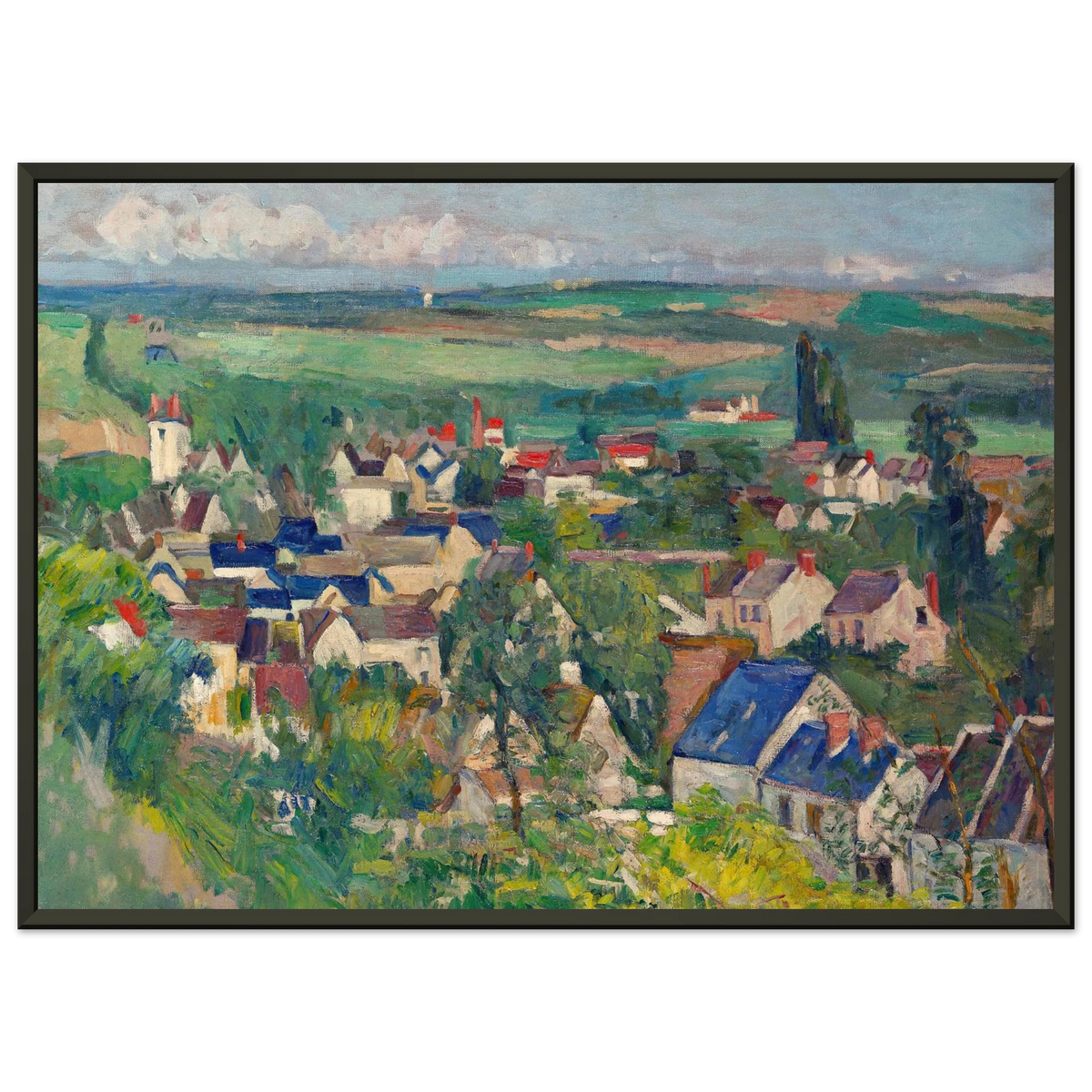 Tableau Vue panoramique d'Auvers-sur-Oise — Paul Cézanne, tirage cadre noir | INKONAL