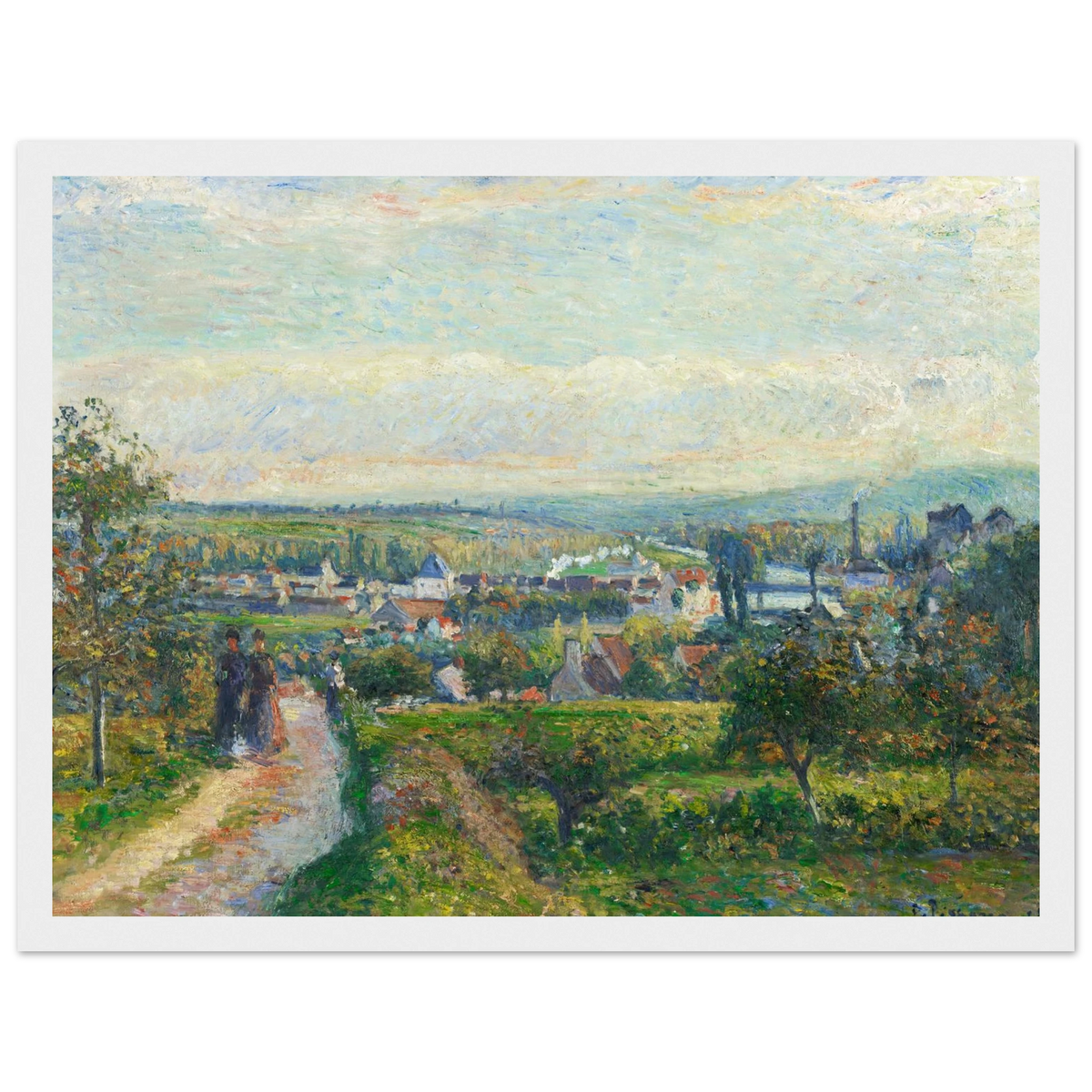Tableau Vue de Saint-Ouen-l'Aumône — Camille Pissarro, tirage cadre blanc | INKONAL