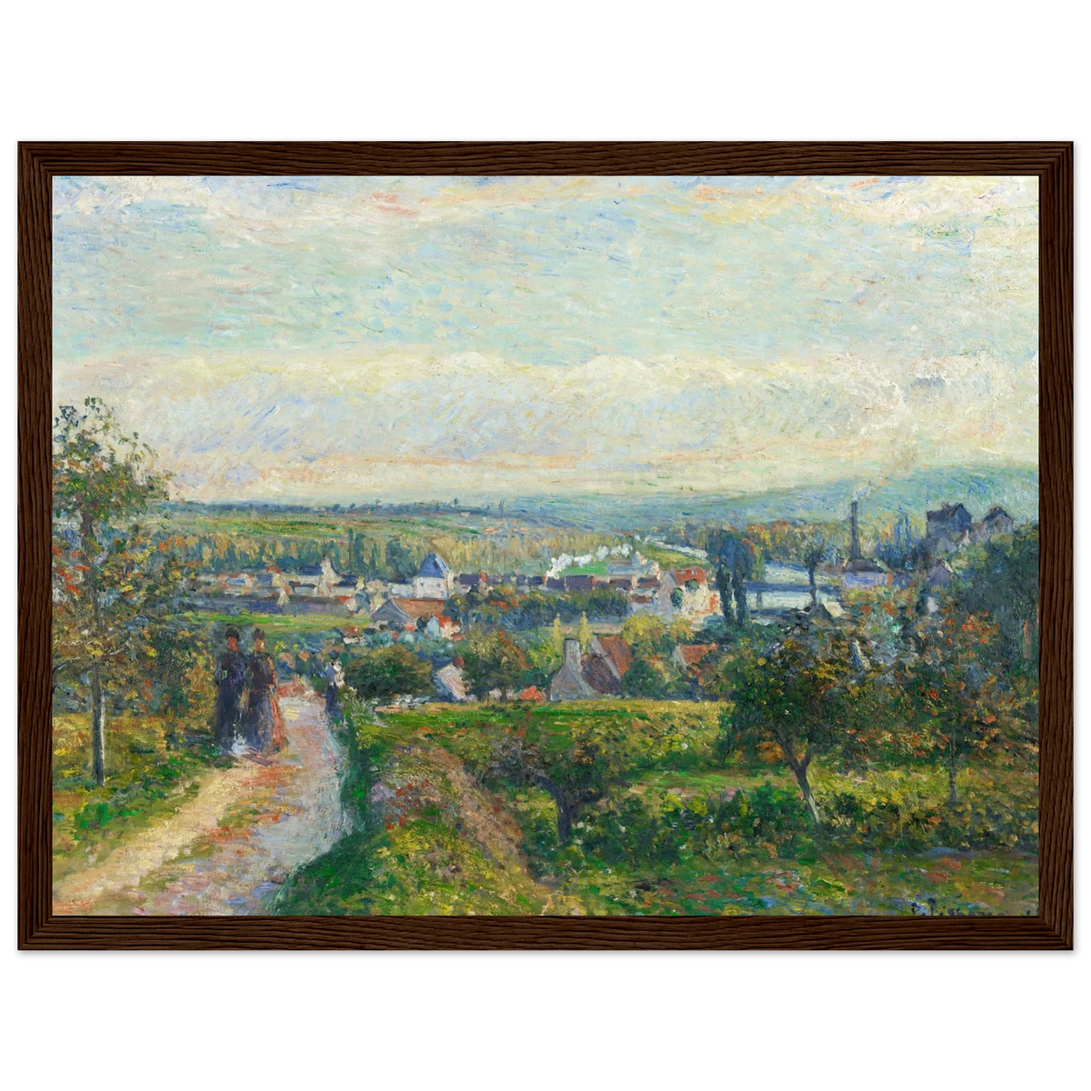 Tableau Vue de Saint-Ouen-l'Aumône — Camille Pissarro, tirage cadre bois foncé | INKONAL