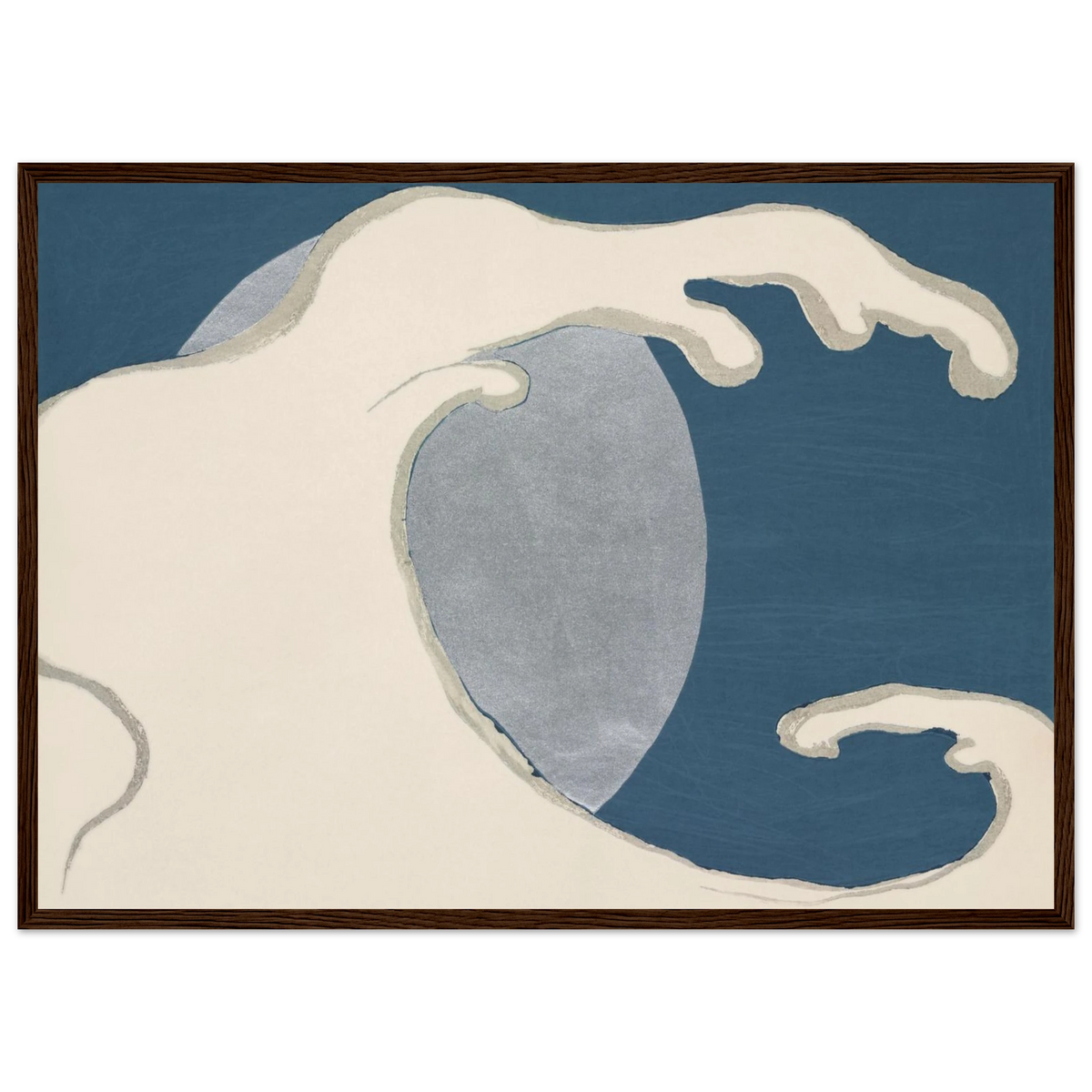 Estampe japonaise TACHINAMI, Vagues montantes — Kamisaka Sekka, tirage encadré cadre bois foncé | INKONAL