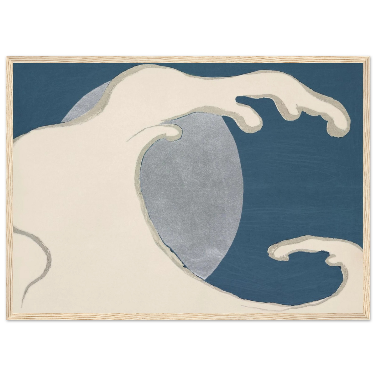 Estampe japonaise TACHINAMI, Vagues montantes — Kamisaka Sekka, tirage encadré cadre bois | INKONAL