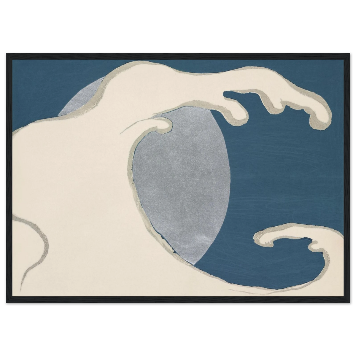 Estampe japonaise TACHINAMI, Vagues montantes — Kamisaka Sekka, tirage encadré cadre noir | INKONAL