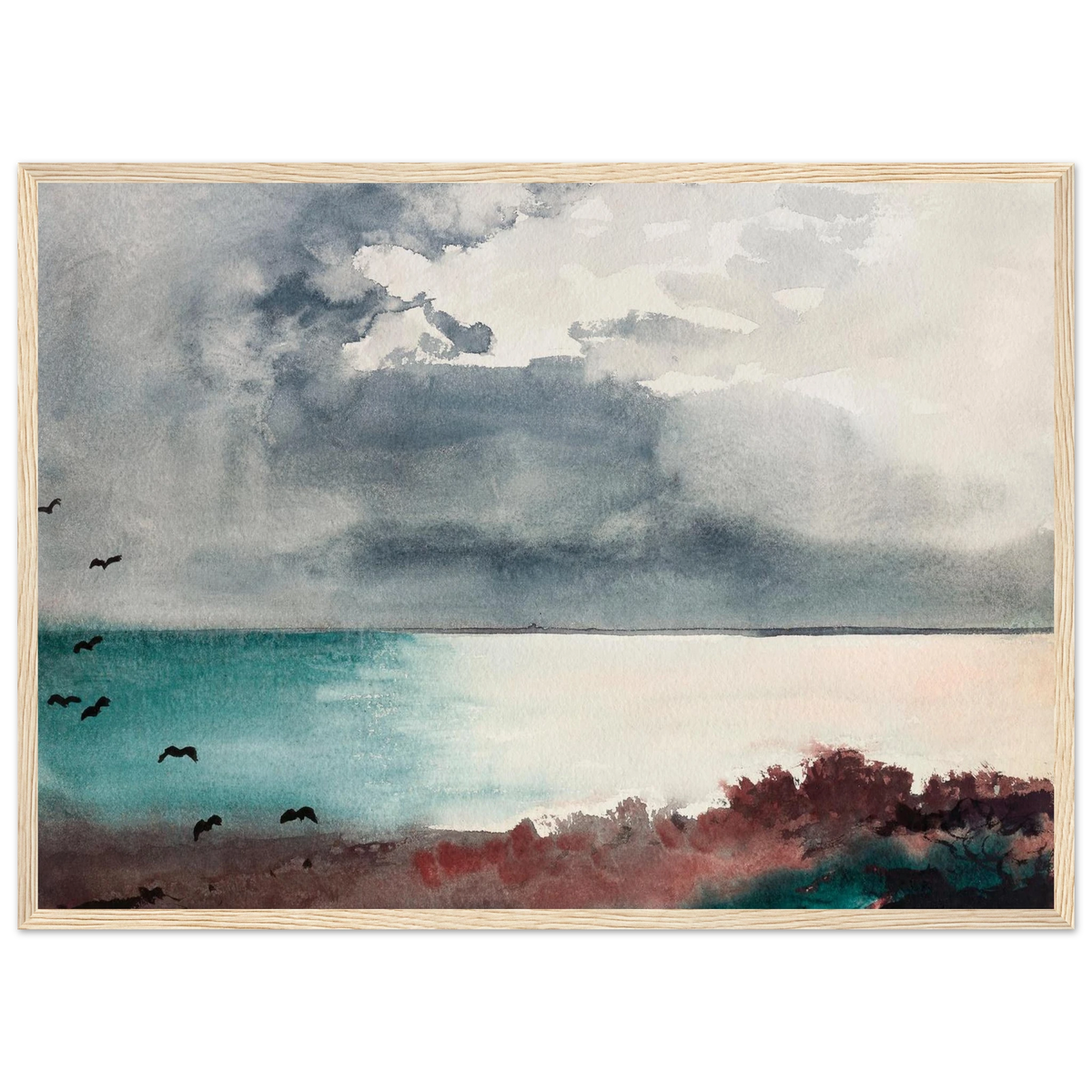 Tableau Tempête, côte du Maine — Winslow Homer, tirage cadre bois | INKONAL