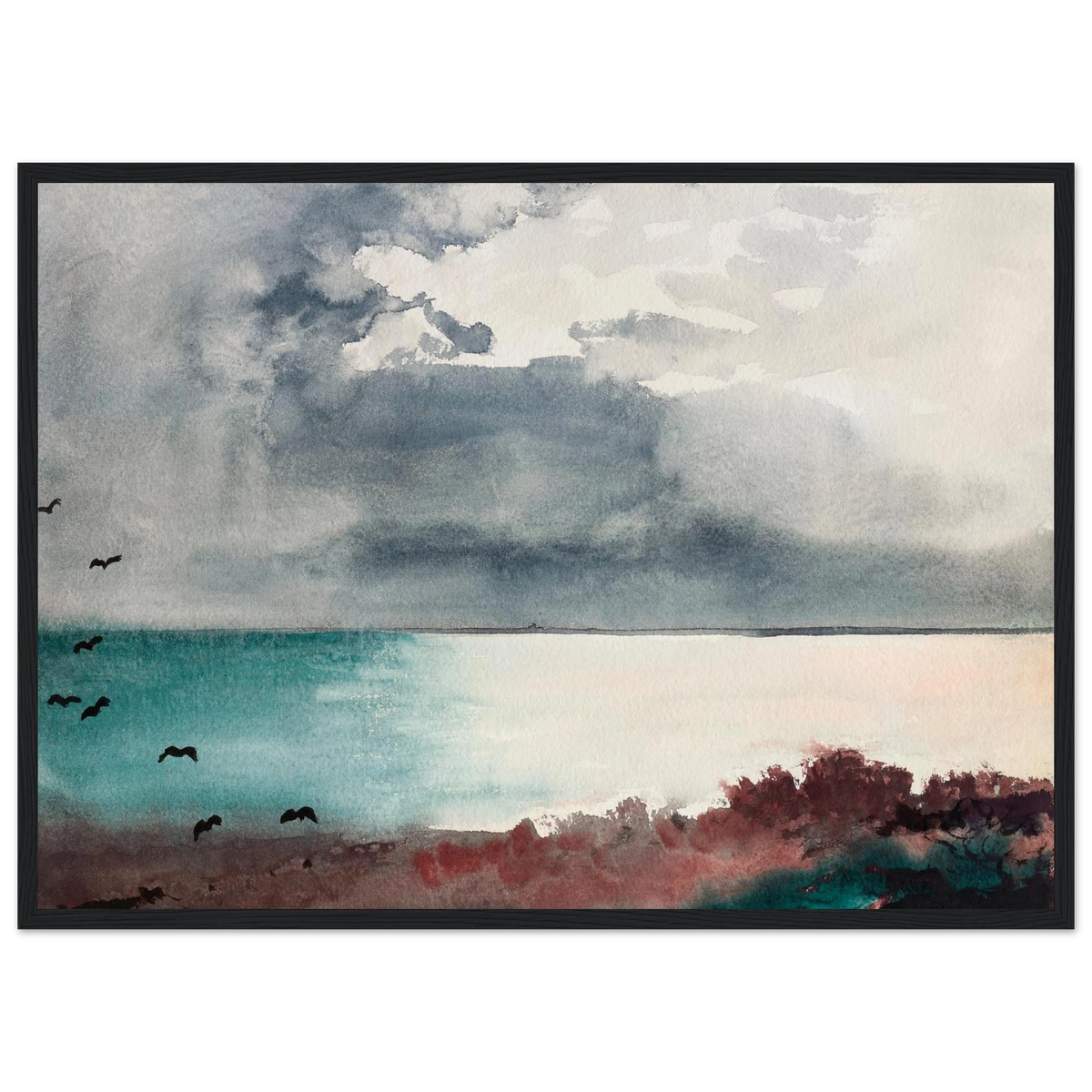 Tableau Tempête, côte du Maine — Winslow Homer, tirage cadre noir | INKONAL