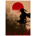 Poster Tombo sans cadre — libellule posée sur la lame d'un samouraï, affiche d'art japonais INKONAL