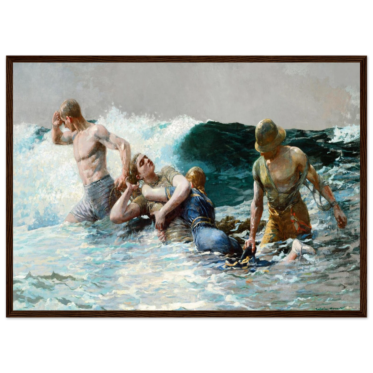 Tableau Undertow — Winslow Homer, tirage cadre bois foncé | INKONAL