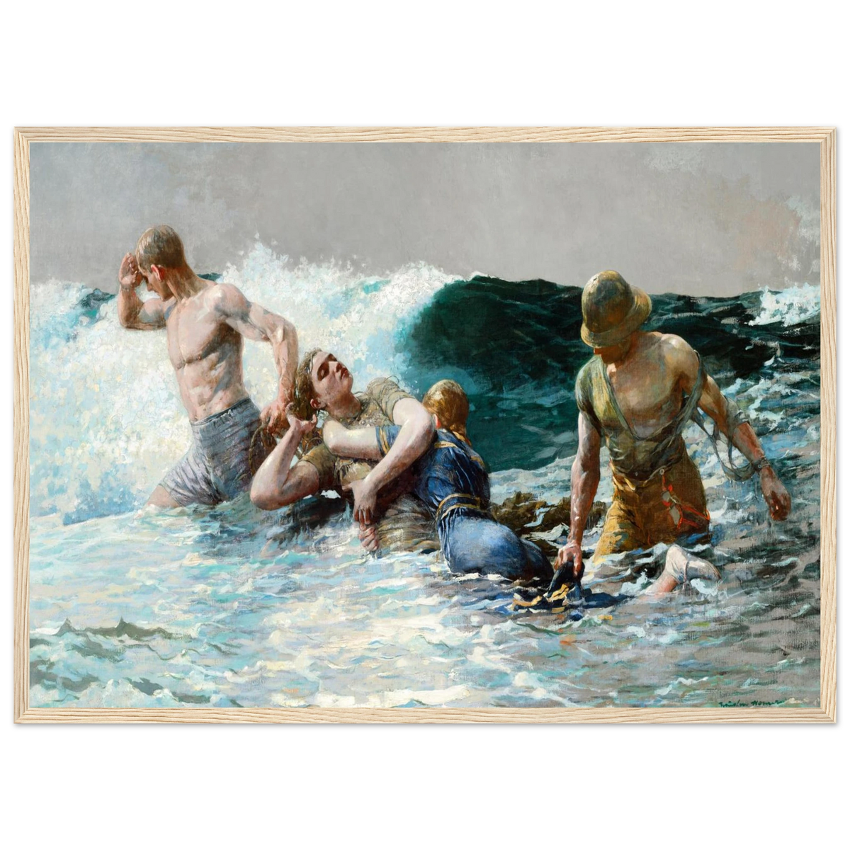 Tableau Undertow — Winslow Homer, tirage cadre bois | INKONAL
