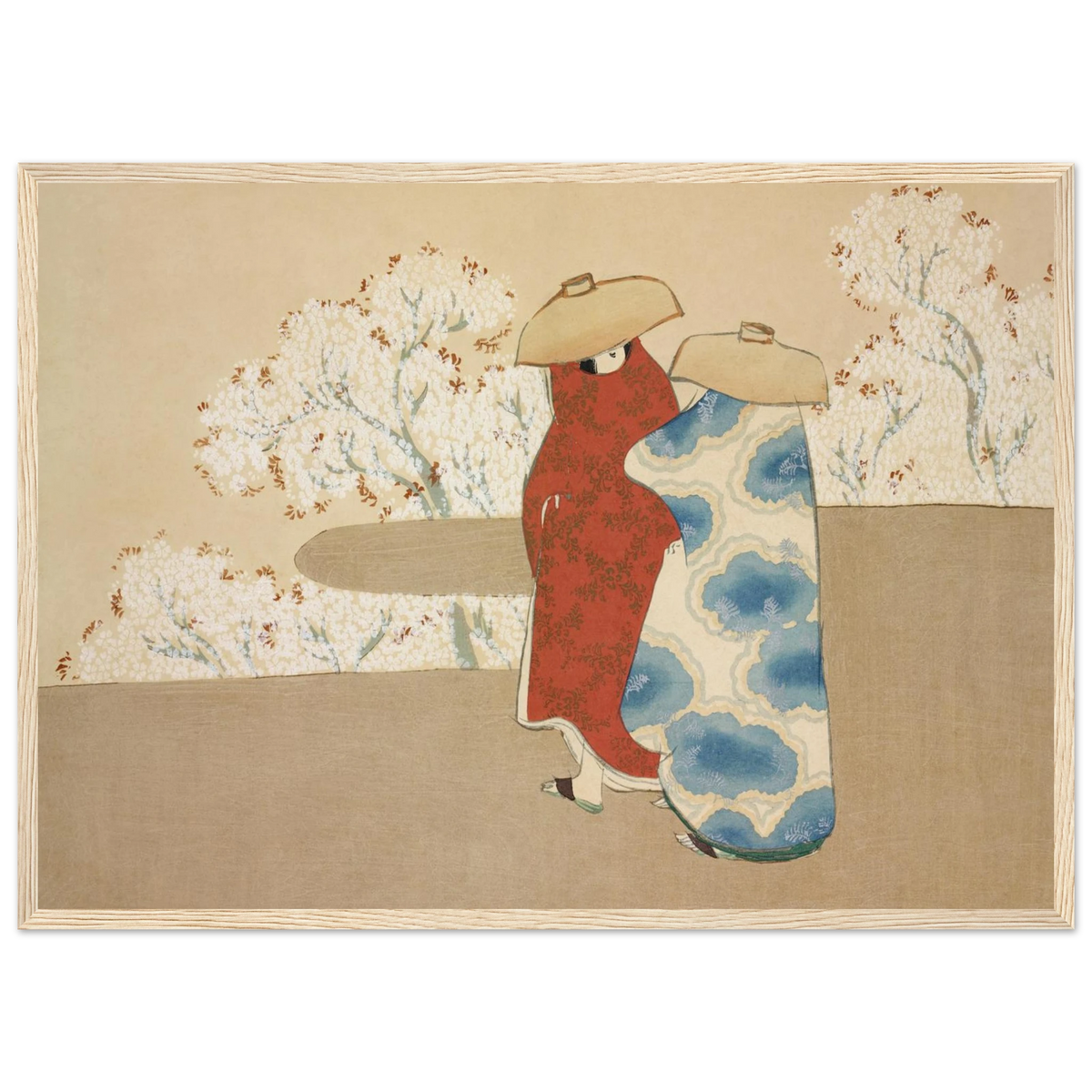 Estampe japonaise Yayoi, Le Troisième Mois — Kamisaka Sekka, tirage encadré cadre bois | INKONAL