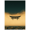 Poster Yūgen sans cadre — torii japonais dans la brume dorée, affiche d'art INKONAL