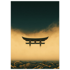 Poster Yūgen sans cadre — torii japonais dans la brume dorée, affiche d'art INKONAL